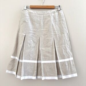 Jones New York 100% Linen Tan Khaki A-Line Skirt Size 4